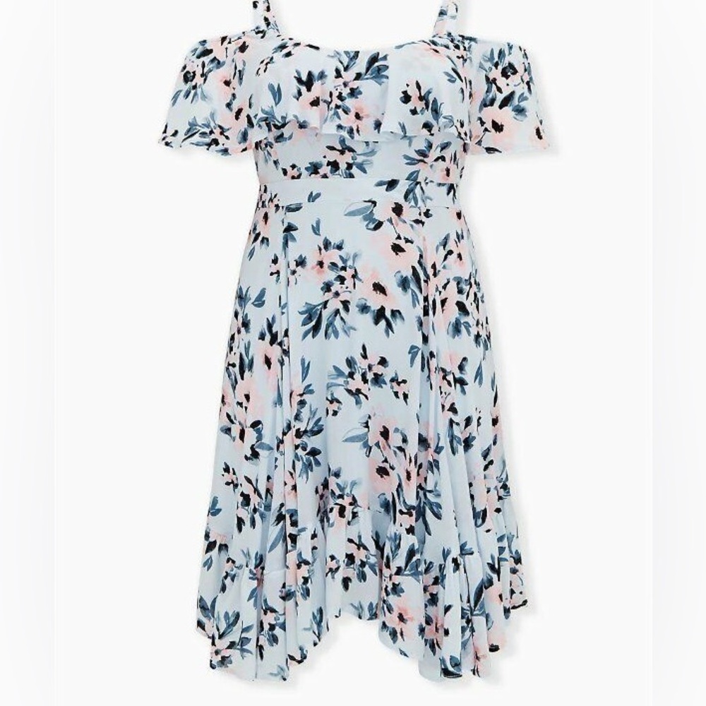 Torrid Floral Cold Shoulder Handkerchief Dress